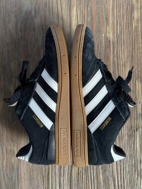 Adidas Busenitz Black/White Suede Sneakers with Gum Sole Skateboarding 9.5